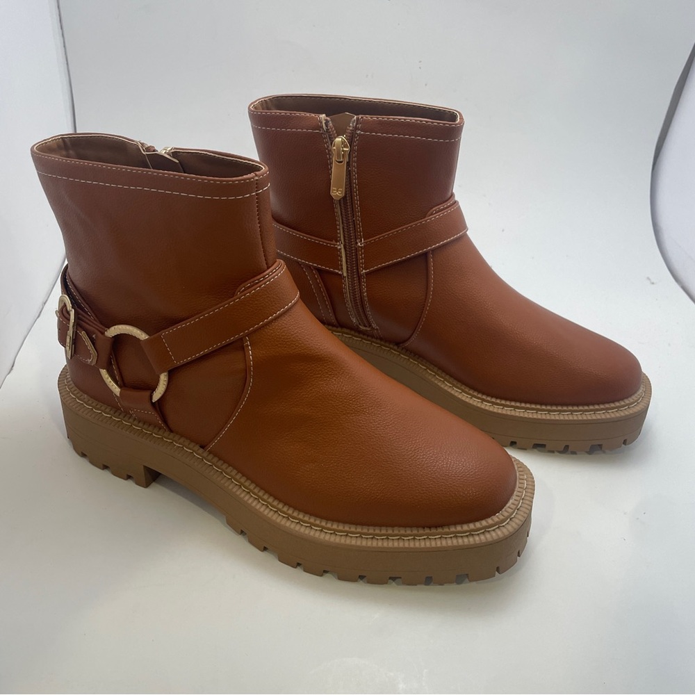 Sam Edelman Kids Lucianna Marie  Brown Cognac Moto‎ Boots Girls Size 5 - Picture 2 of 10